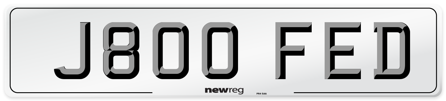 J800 FED Number Plate from New Reg